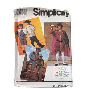90s Simplicity 7482 Sewing Pattern Size A 7-12 Boys Cowboy Pilgrim Knight UNCUT